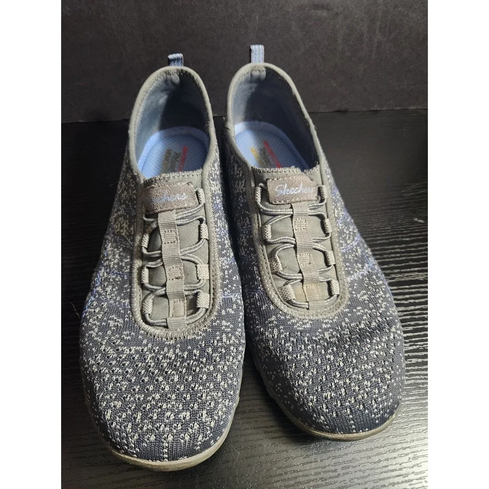 Skechers Relaxed Fit Memory Foam Gray Knit Slip On Sneakers‎ 23008 Womens 9.5